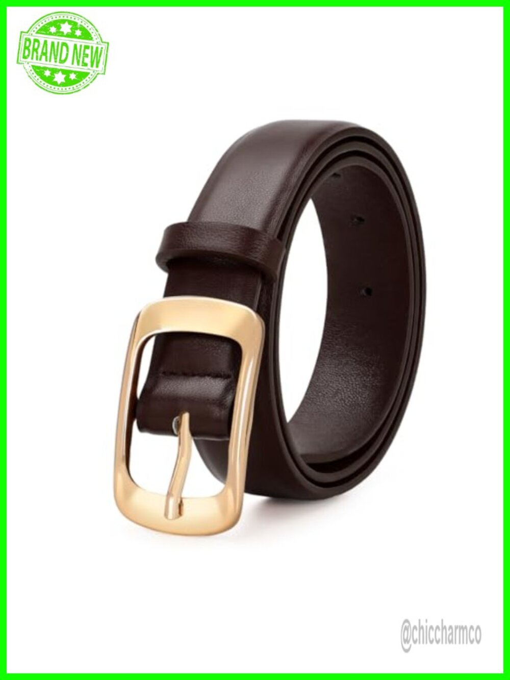 Women's Faux Leather Waist Belt with Rectangular Buckle